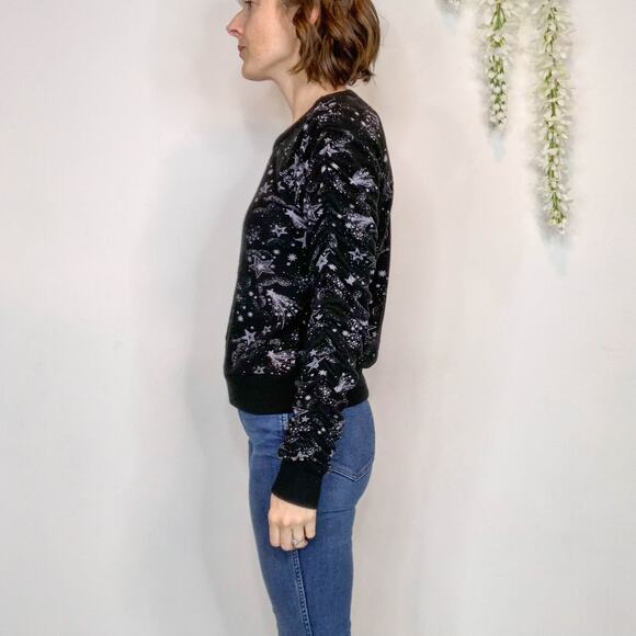 CHASER whimsigoth galaxy star jumper sweater ruched sleeve emo pop punk 2715 - Picture 2 of 11